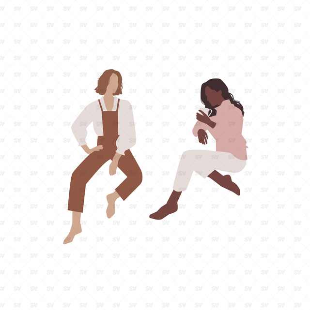 Flat Vector People Sitting