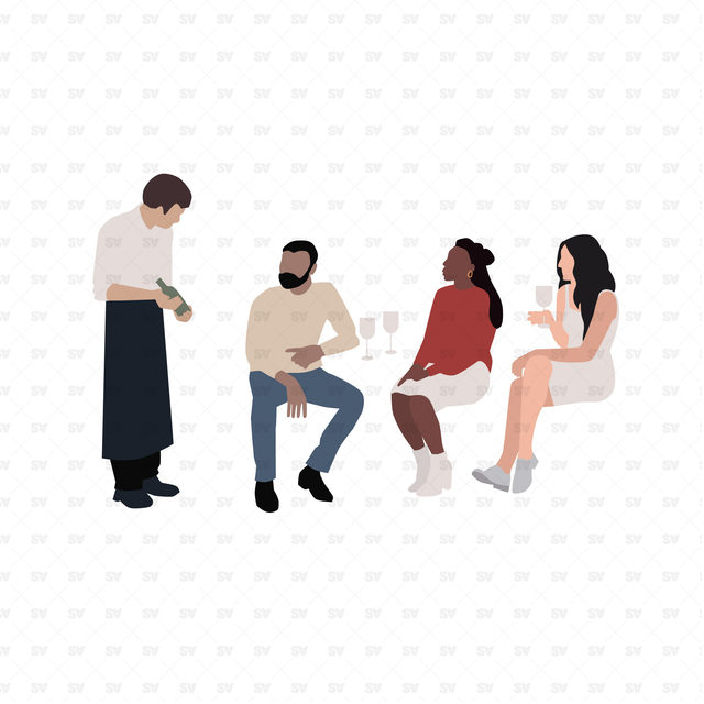 vector flat people restaurant
