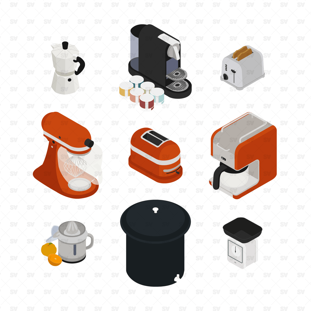 Realistic kitchen items household appliances Vector Image
