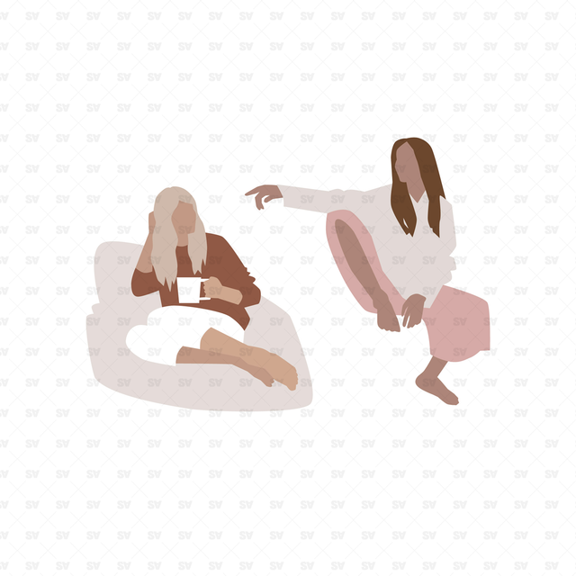 Flat Vector People Sitting