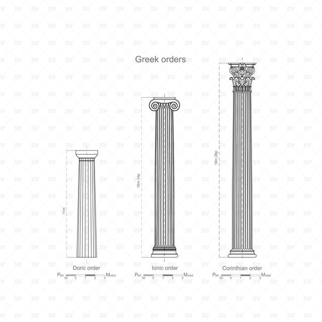 CAD & Vector Classical Architectural Orders/ Columns
