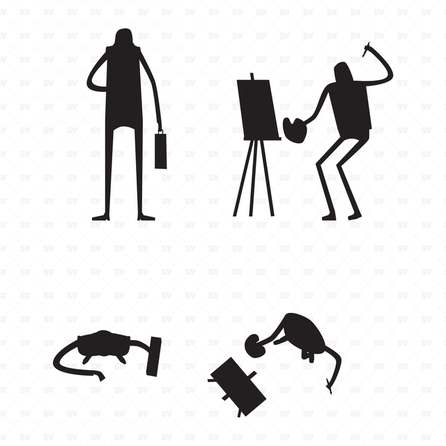 Photoshop Brushes Top View + Side View Crazy Characters Set (50 Figures)