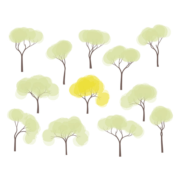 Flat Vector Watercolor Trees (+PNGs)