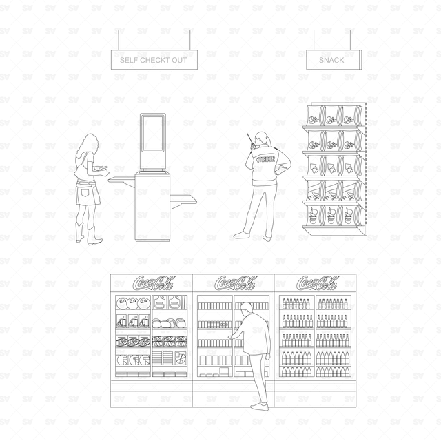 CAD & Vector Supermarket, Grocery Shop Mega Pack (Side View & Top View)