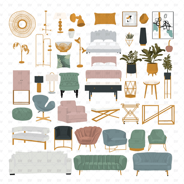 art deco vector furniture