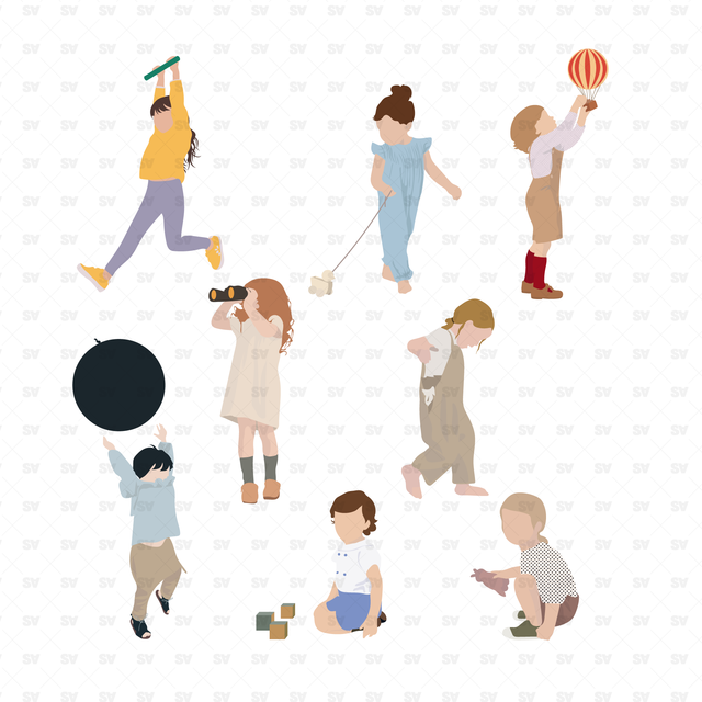 vector kids playing