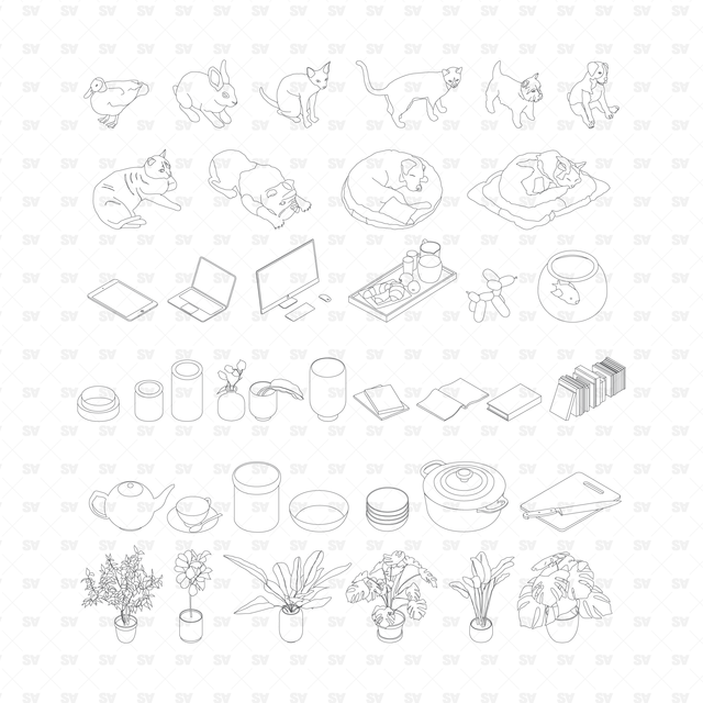 isometric axonometric furniture vector cad dwg