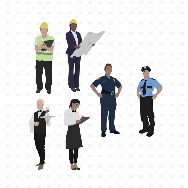 vector police policewoman policeman waiter waitress