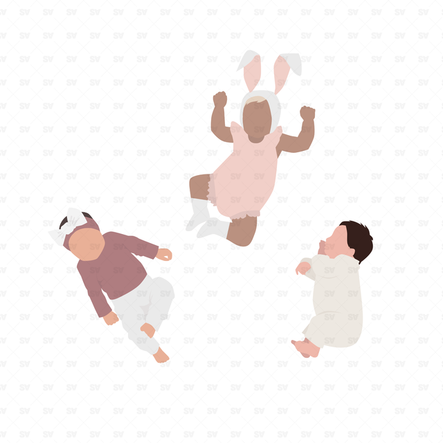 Flat Vector Sleeping People Top View (+PNGs)
