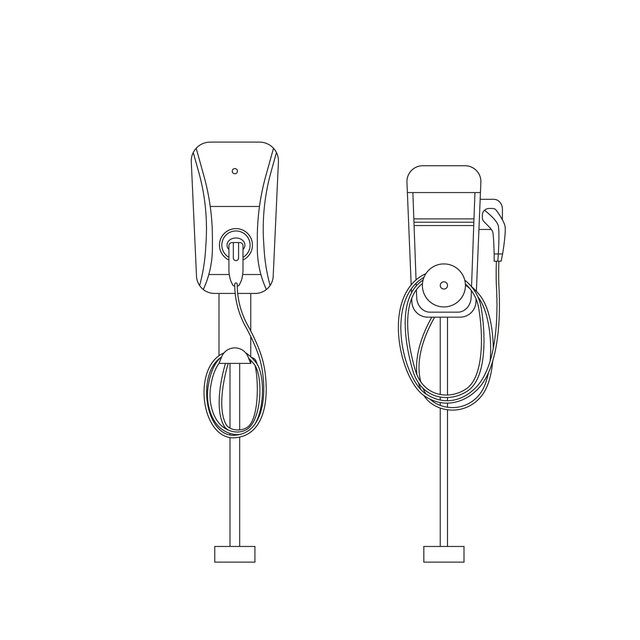 CAD & Vector Electric Car Vehicle Charging Stations Set