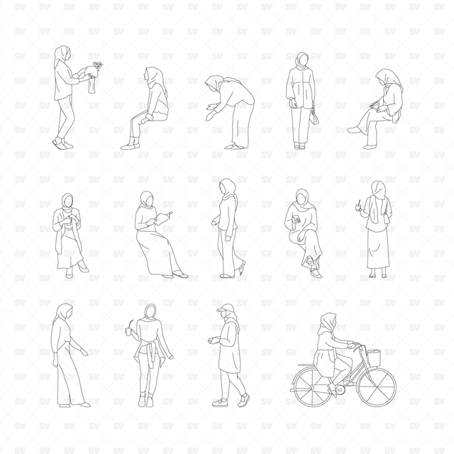 Hijabi Women vector cad dwg ai