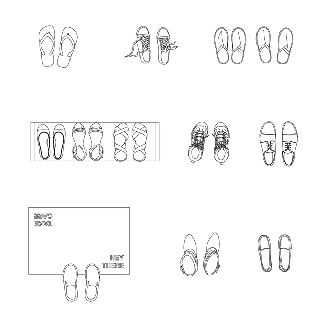 CAD & Vector Footwear Top View Set