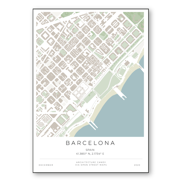 barcelona spain vector map