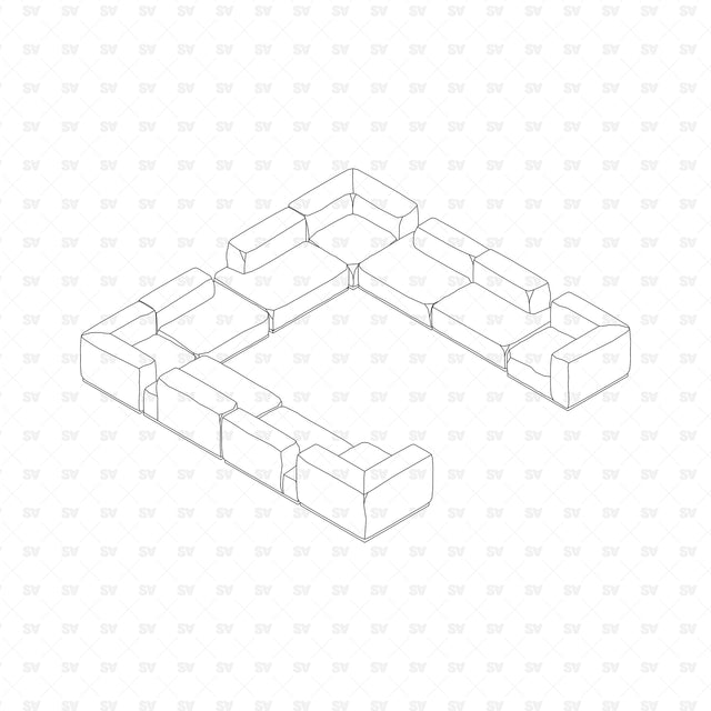 Isometric Modular Sofa dwg cad