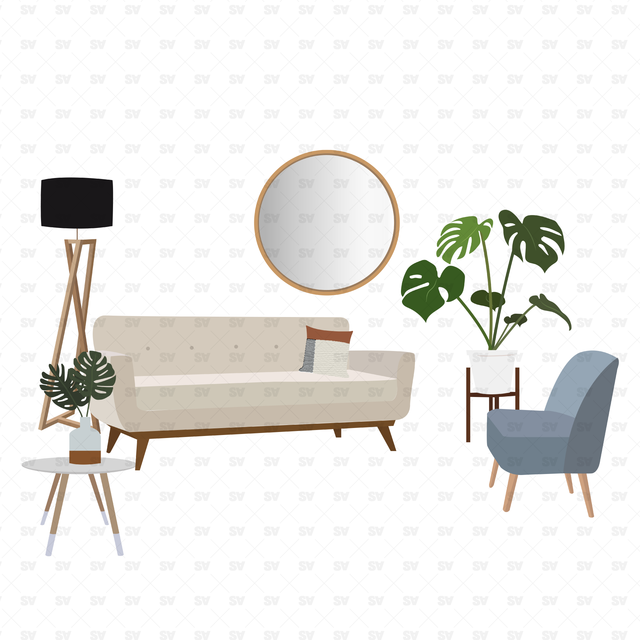 Scandinavian Furniture vector PNG AI
