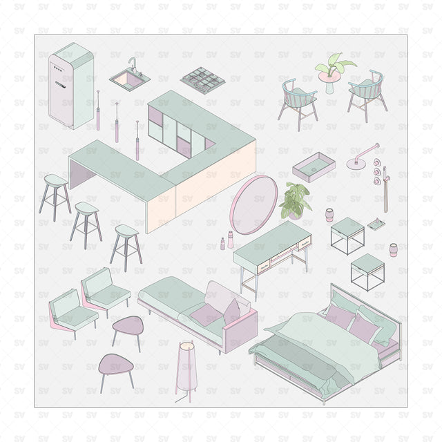 isometric furniture vector