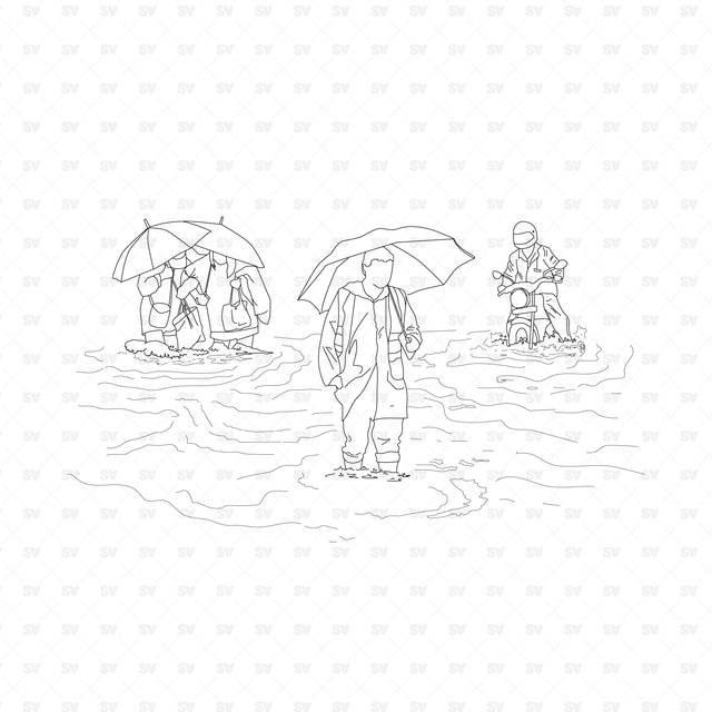 vector flood people