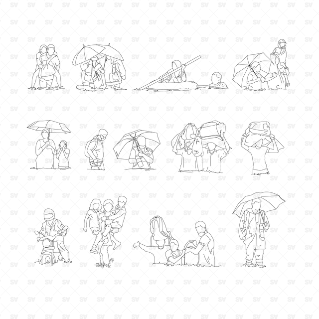 vector flood people