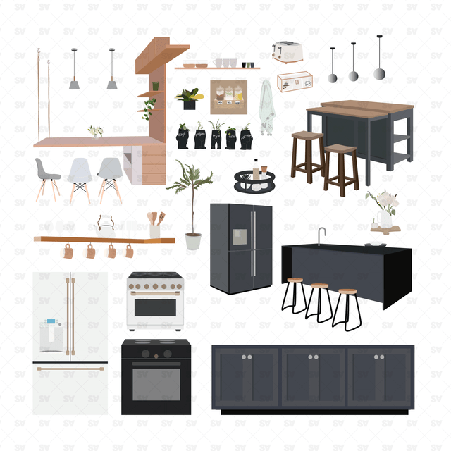 kitchen furniture vector ai png