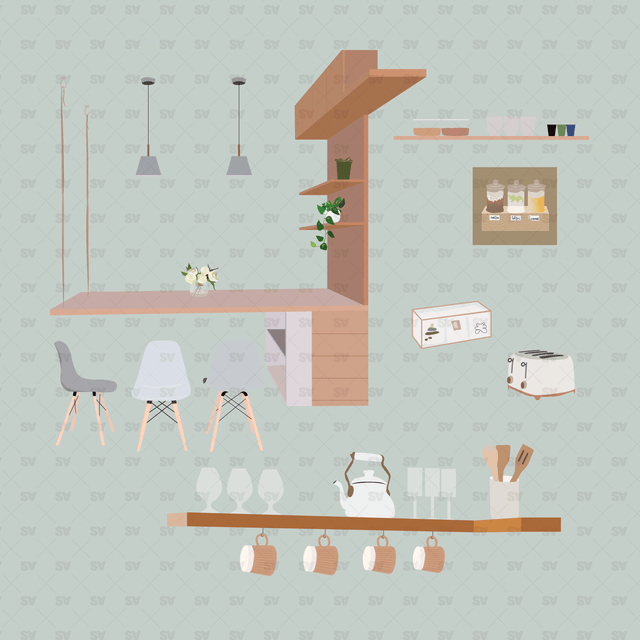 kitchen furniture vector ai png