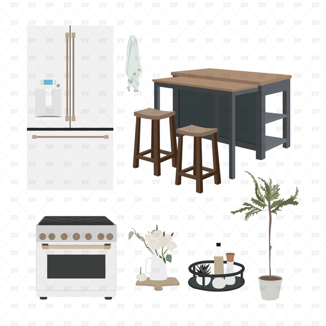 kitchen furniture vector ai png