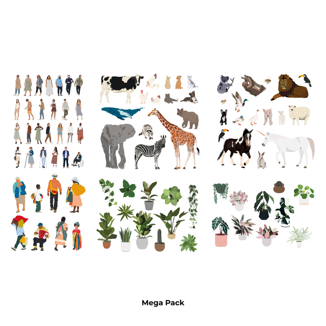 Mega Vector Pack: People, Plants & Animals-Vectors-Studio Alternativi