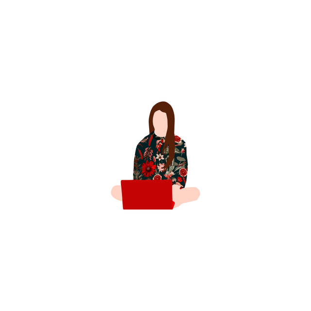 vector woman with laptop