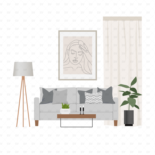 Vector Living Room Furniture and Décor Mega-Pack (98+ figures and PNGs)