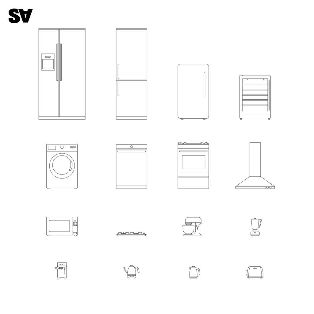 Kitchen Appliances Cad And Vector Pack
