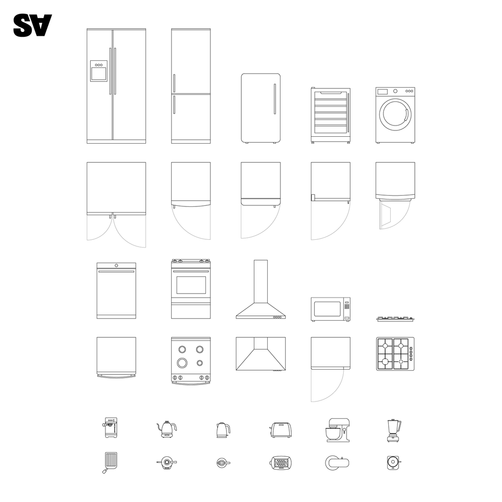 Kitchen Appliances Cad And Vector Pack