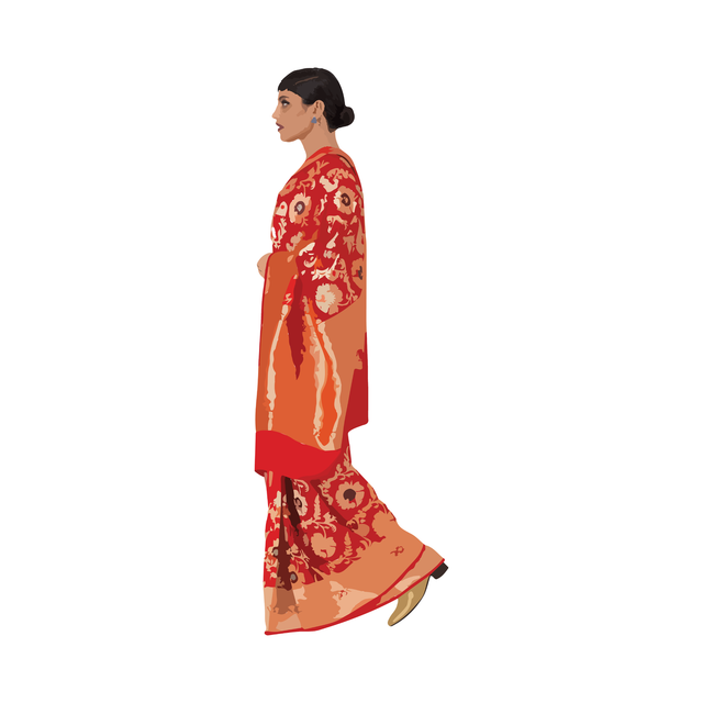 indian woman in a red cloth