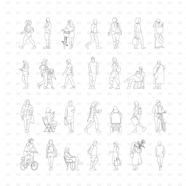 People Elevation cad blocks