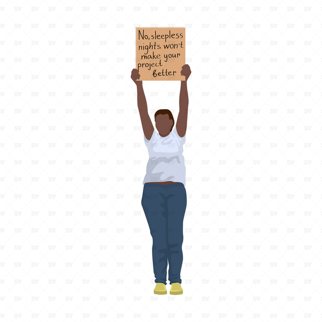 Flat Vector People Holding Signs with an Architectural Message (Free)