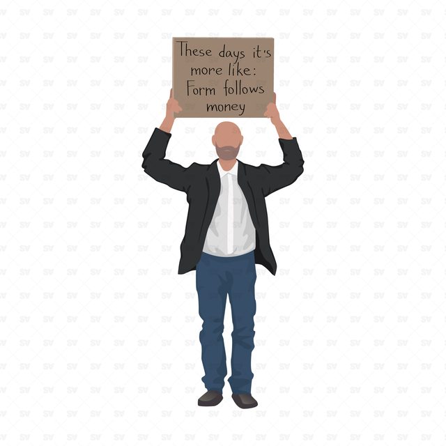 Flat Vector People Holding Signs with an Architectural Message (Free)