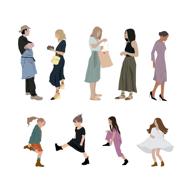 flat vector human scales