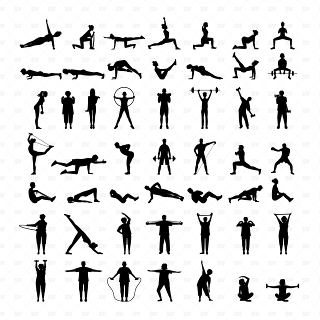 Photoshop Brushes of Gym & Workout Characters Silhouettes Mega-Pack