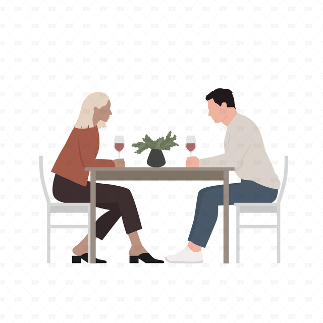 Vector, PNG People Eating in Front and Side View