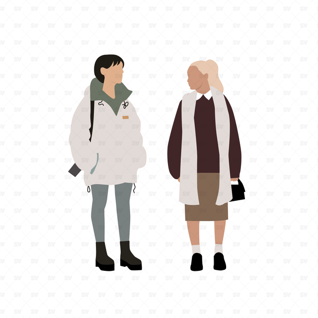 Vector, PNG Pedestrians in Front and Side View