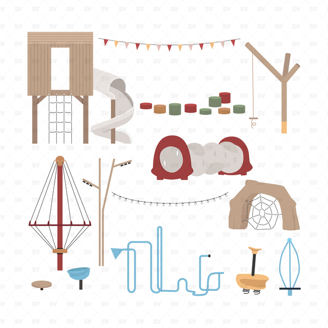 Vector, PNG Playground Set in Front and Side View