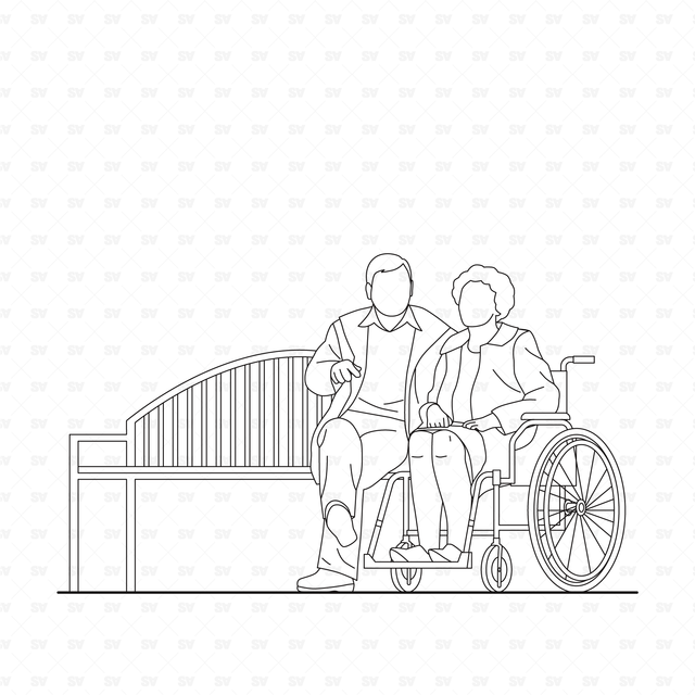 CAD and Vector Elderly People Set