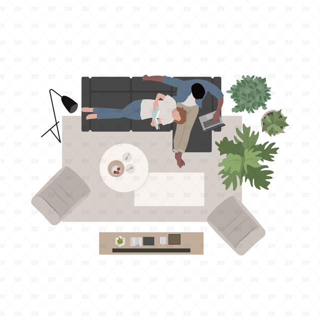 Vector, PNG Living Room Furniture in Top View