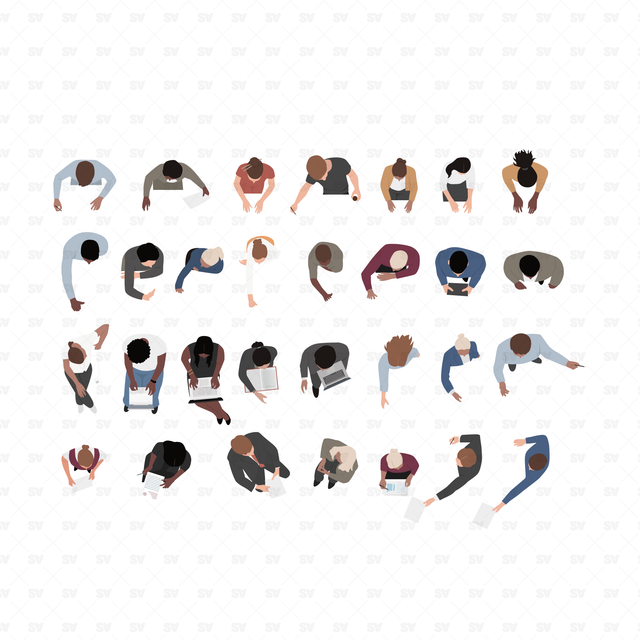 Vector, PNG Office People in Top View Set