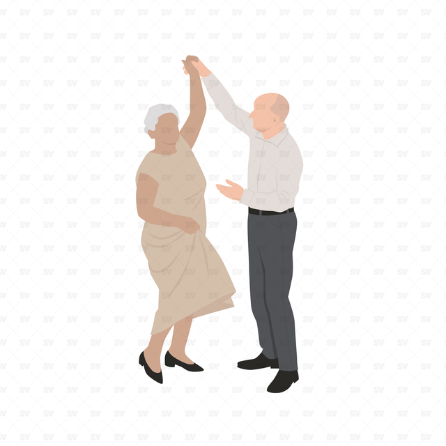 Vector, PNG Old People in Front and Side View