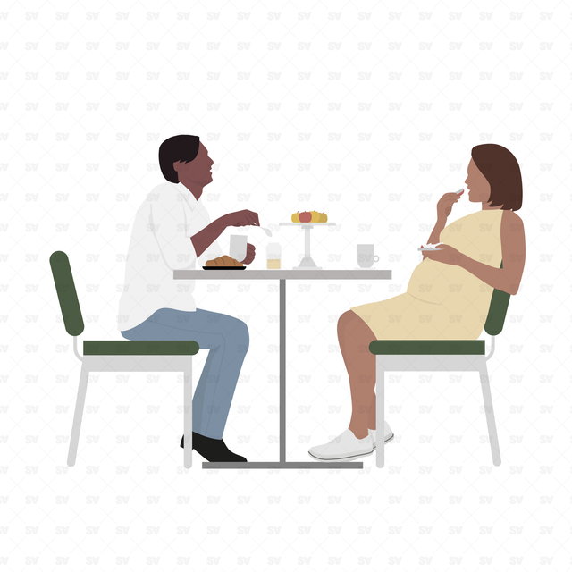 Vector, PNG People Eating in Front and Side View
