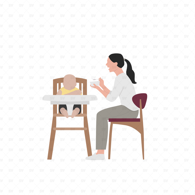 Vector, PNG People Eating in Front and Side View