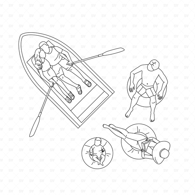 CAD & Vector People on Vacation Set (Top view)
