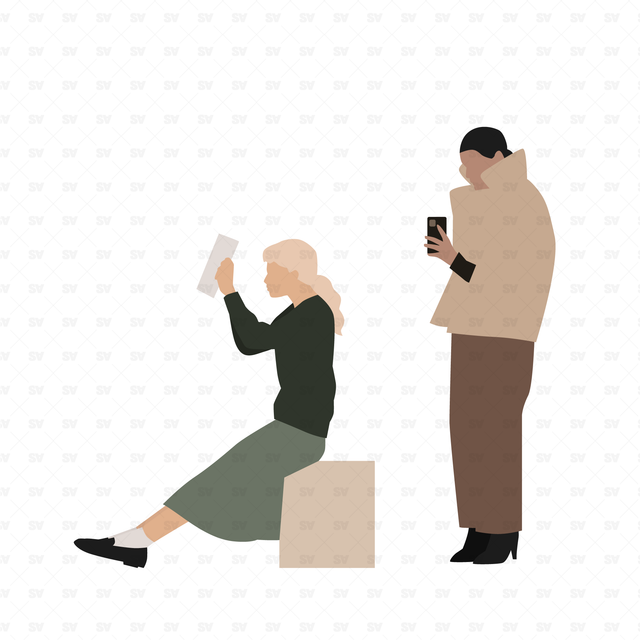Vector, PNG Pedestrians in Front and Side View