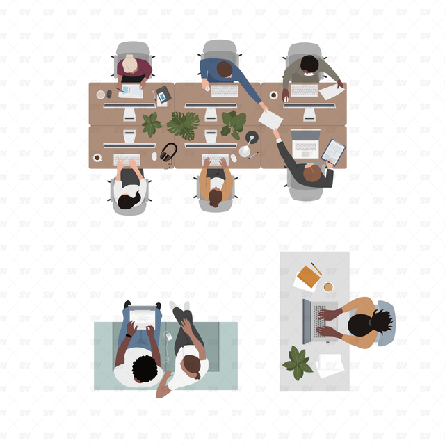 Vector, PNG Office People in Top View Set