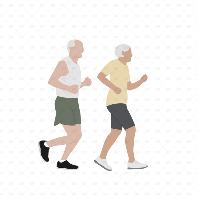 Vector, PNG Old People in Front and Side View