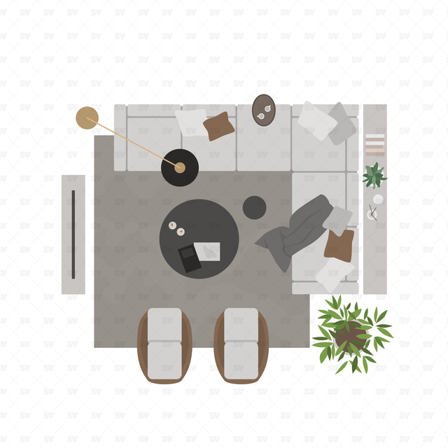 Vector, PNG Living Room Furniture in Top View